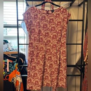 😍Anne Taylor Elegant Red Patterned Dress Size Large Petite